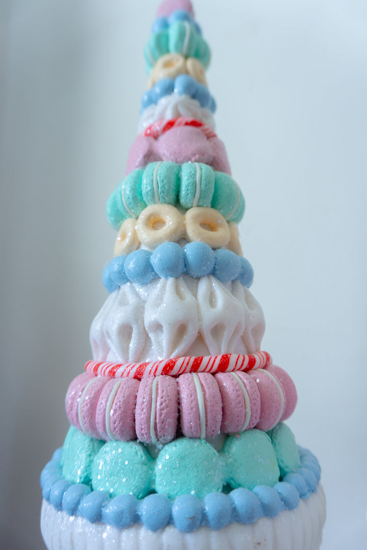 Set of 2 Clay Dough Macaroon and Candy Christmas Trees