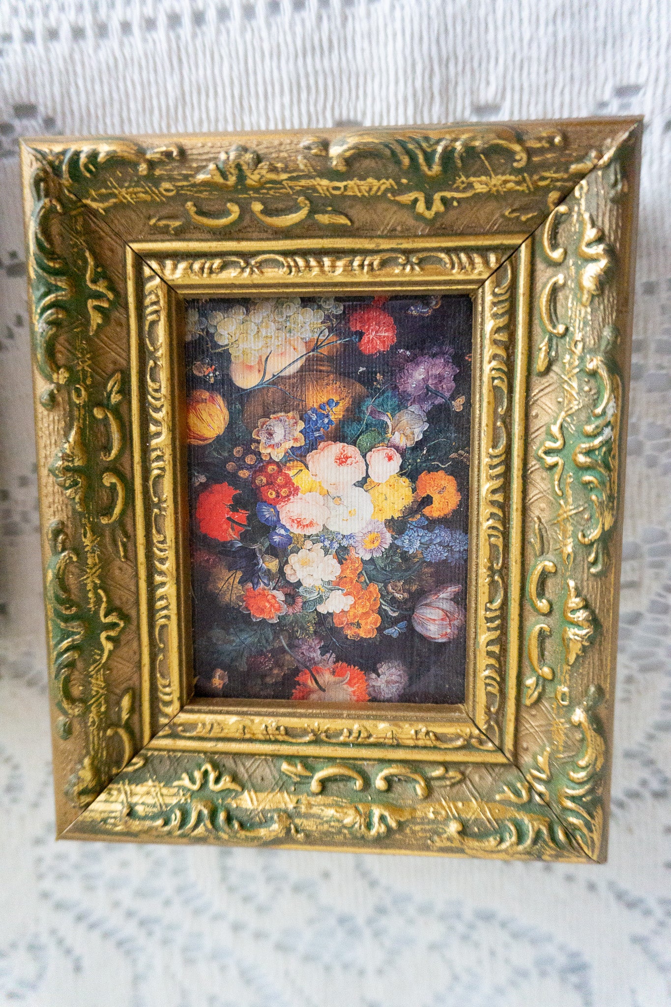 Two Floral Oil Paintings Gold Gilded Frames