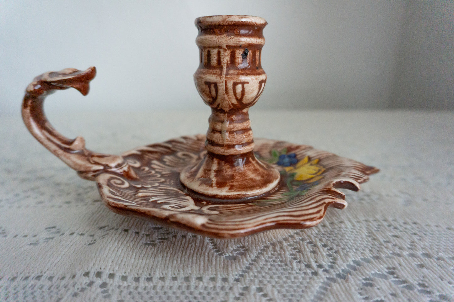 Vintage Ceramic Chamberstick Candle Holder