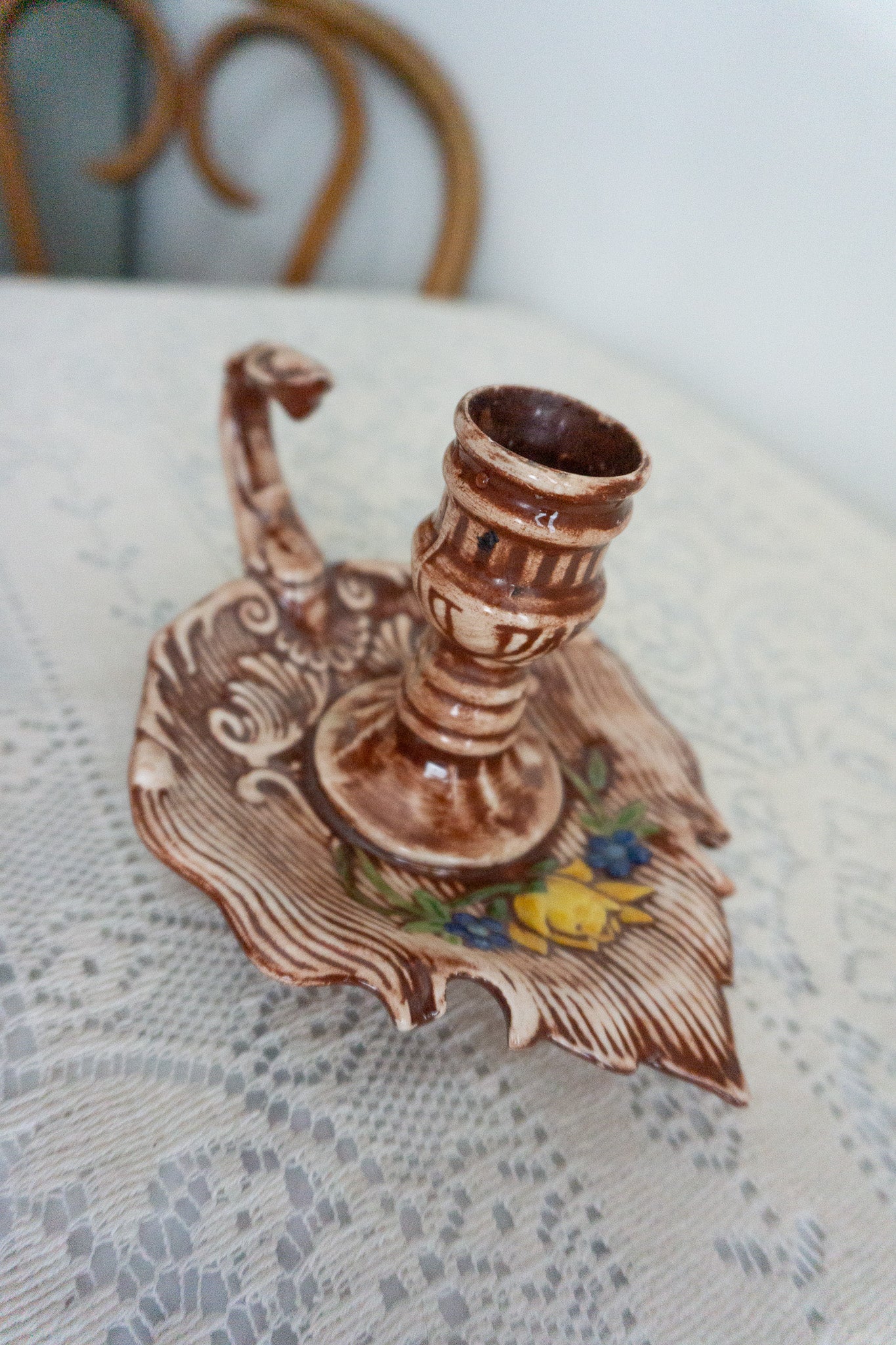 Vintage Ceramic Chamberstick Candle Holder