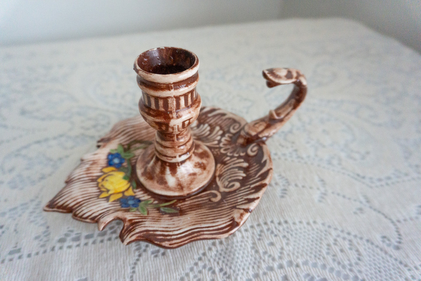 Vintage Ceramic Chamberstick Candle Holder