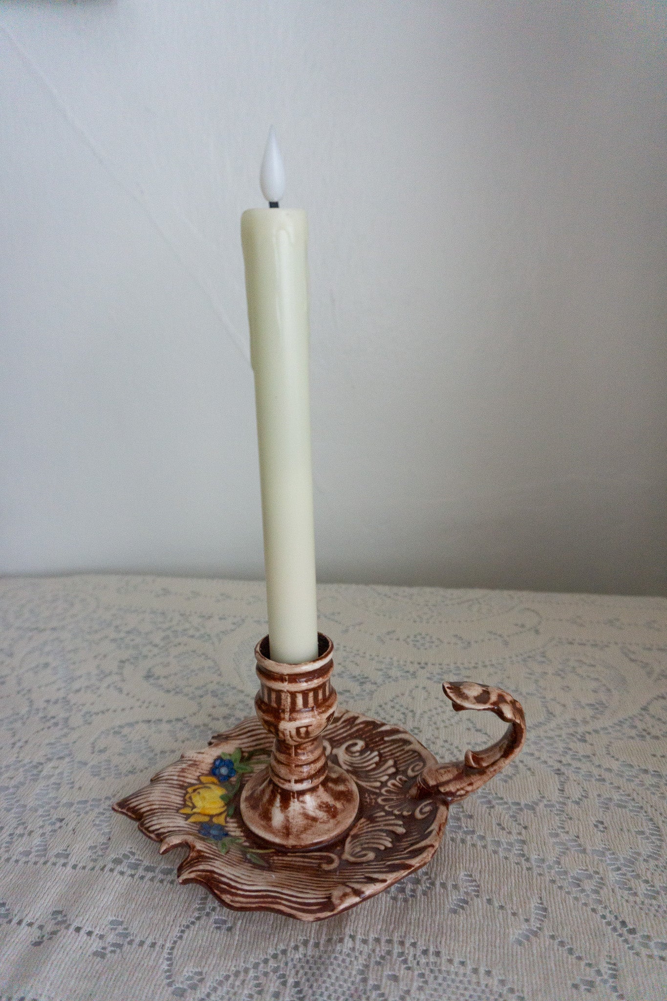 Vintage Ceramic Chamberstick Candle Holder
