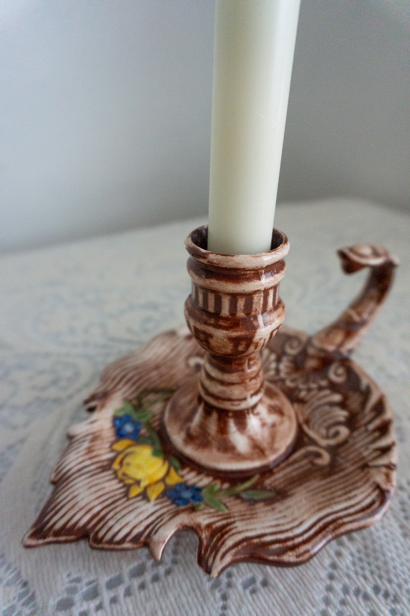 Vintage Ceramic Chamberstick Candle Holder