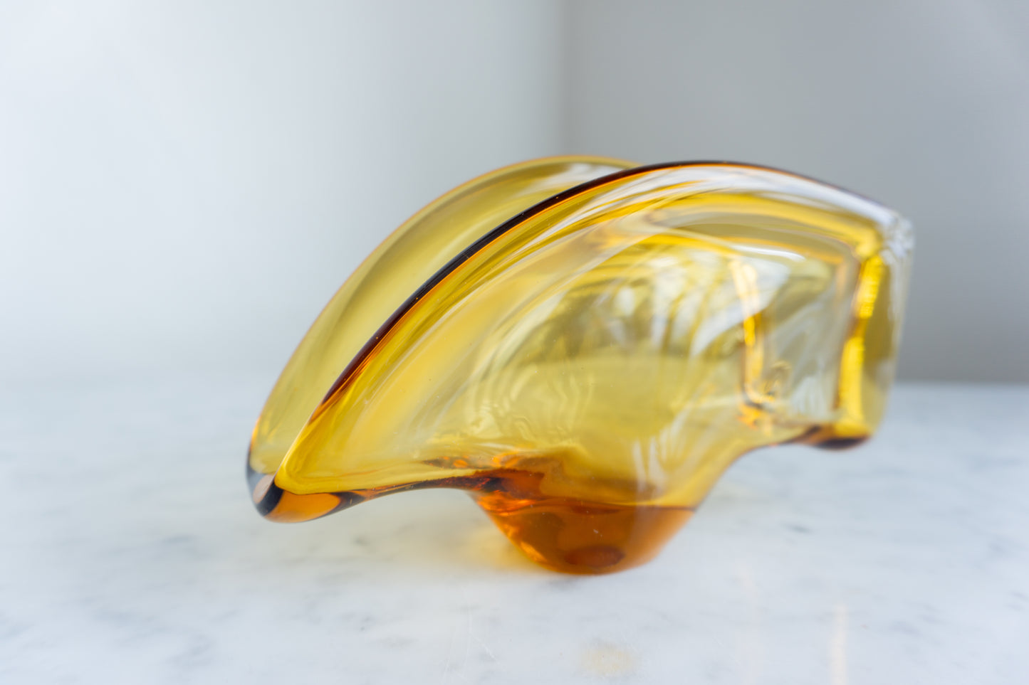 Vintage Amber Glass Napkin Holder | MCM amber Glass Napkin Holder