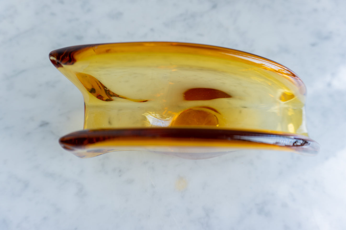 MCM Amber Italian Murano Glass Napkin / Letter Holder