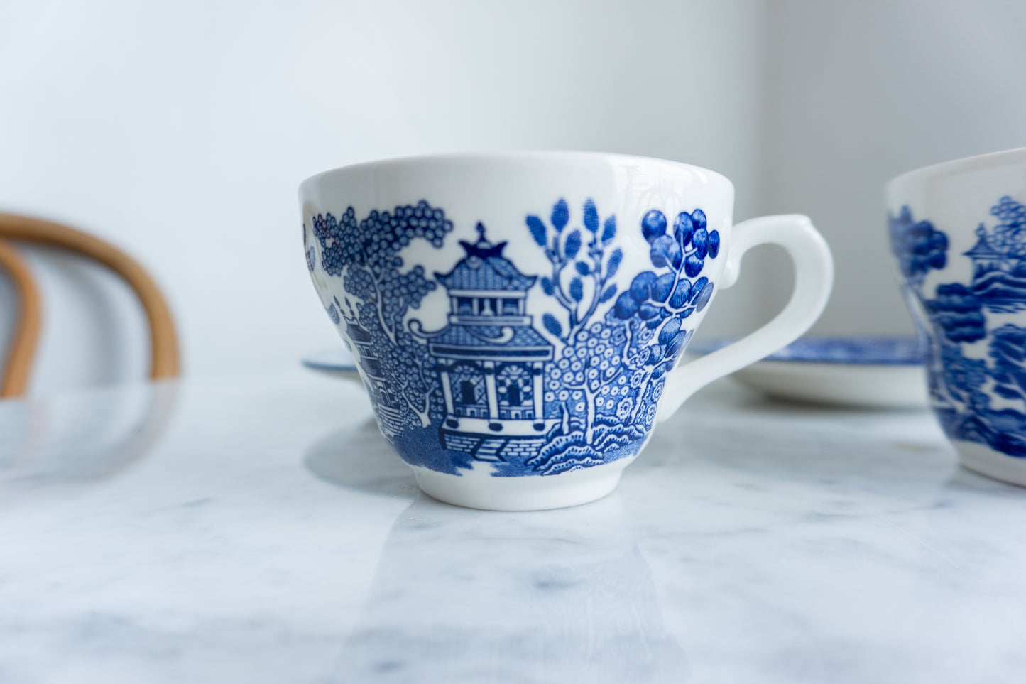 Blue and White Tea Cup & Saucer Set of 2, Made in England