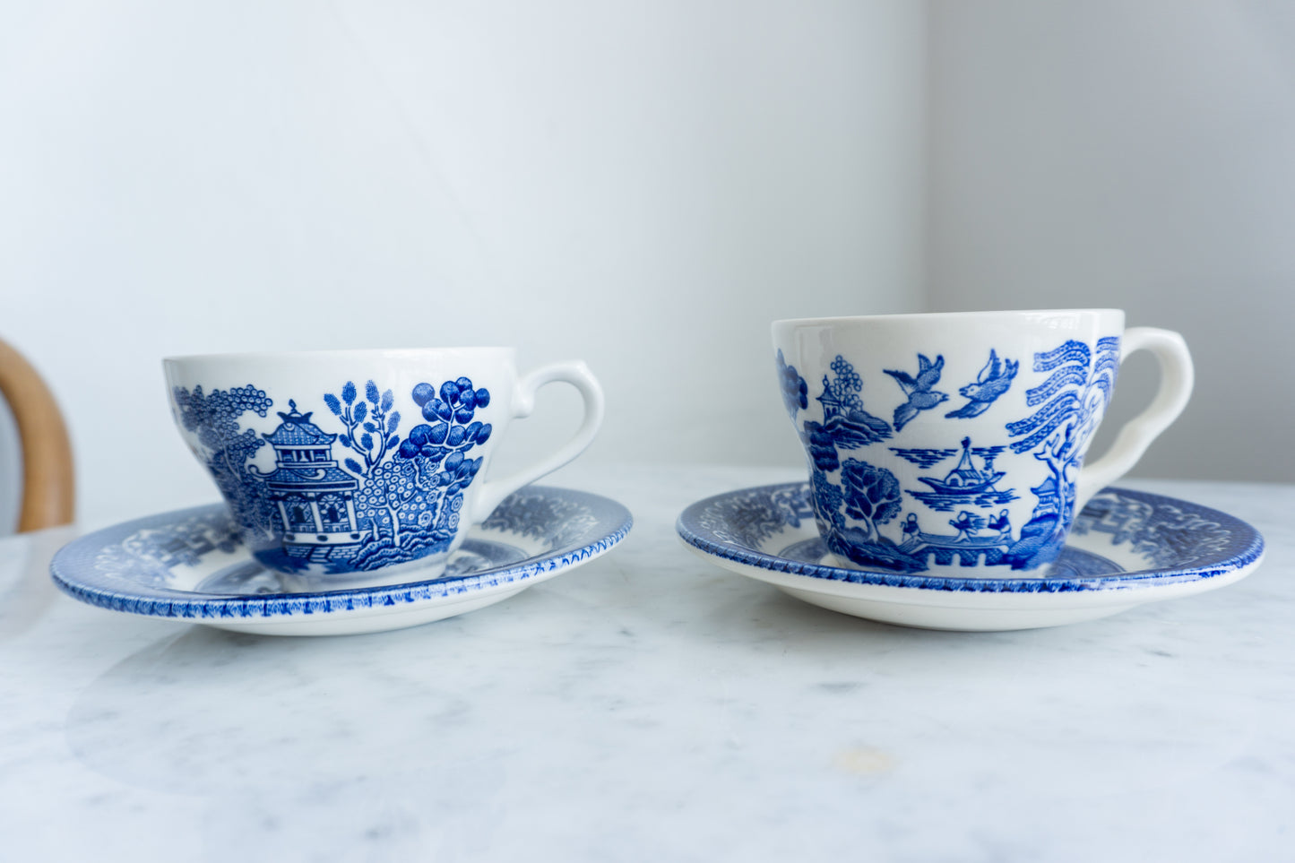 Blue and White Tea Cup & Saucer Set of 2, Made in England