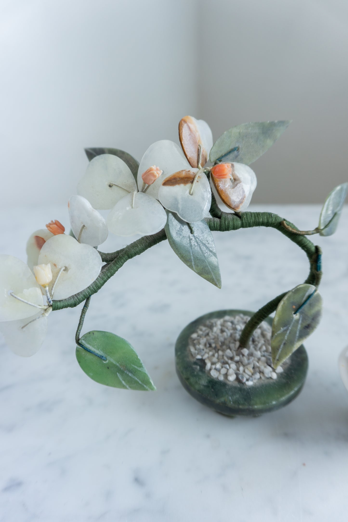 Floral Ceramic Keepsake Boxes & Jade Flower Arrangement