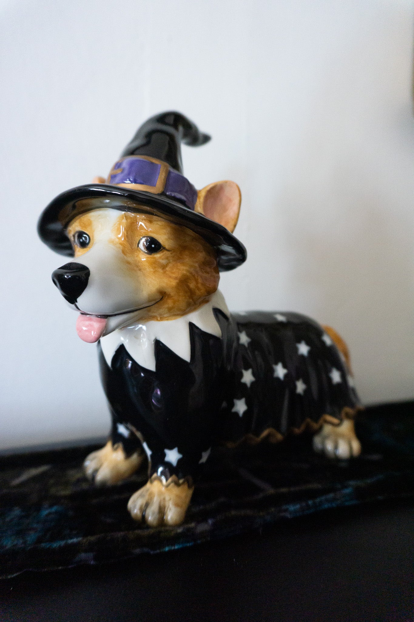Blue Sky Corgi Wizard Witch Ceramic Dog