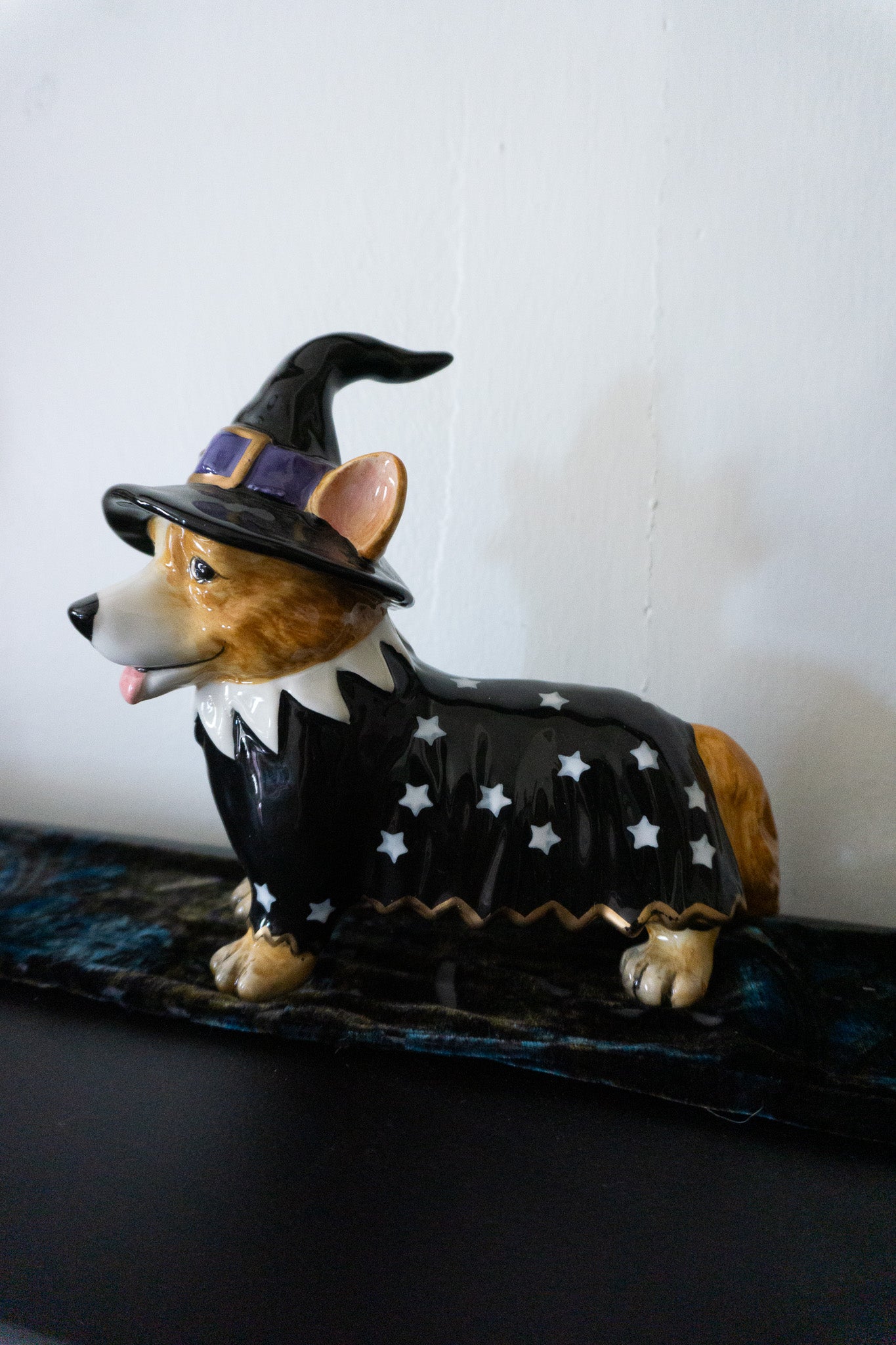Blue Sky Corgi Wizard Witch Ceramic Dog