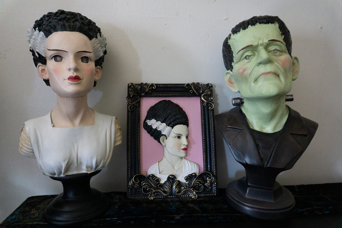 Bride of Frankenstein Pink Framed Halloween Decor