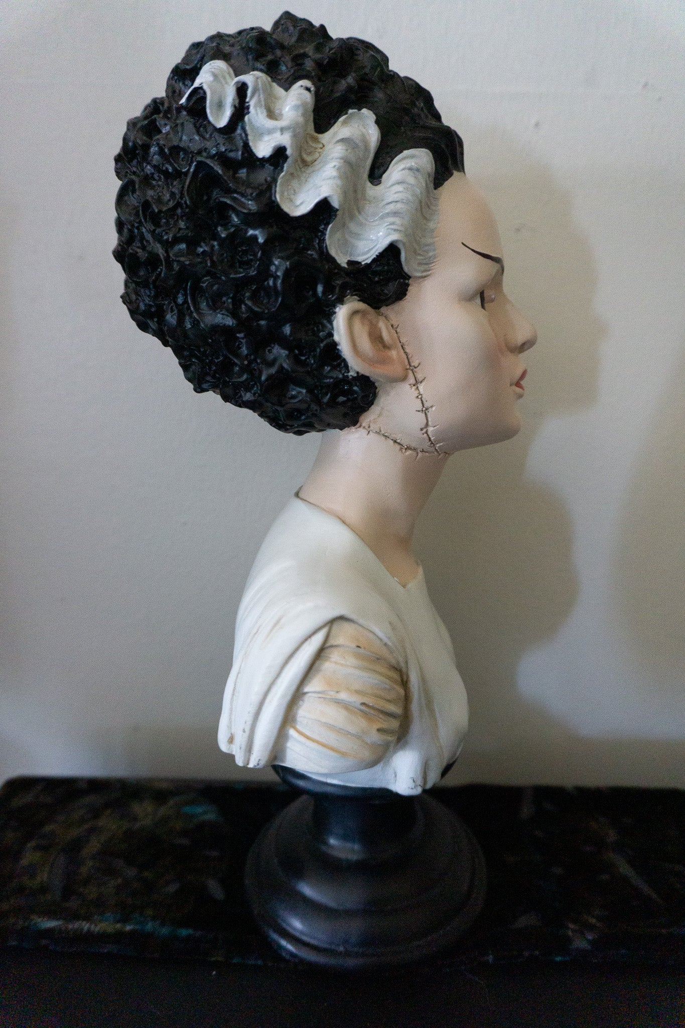 Bride of Frankenstein Halloween Decor Bust