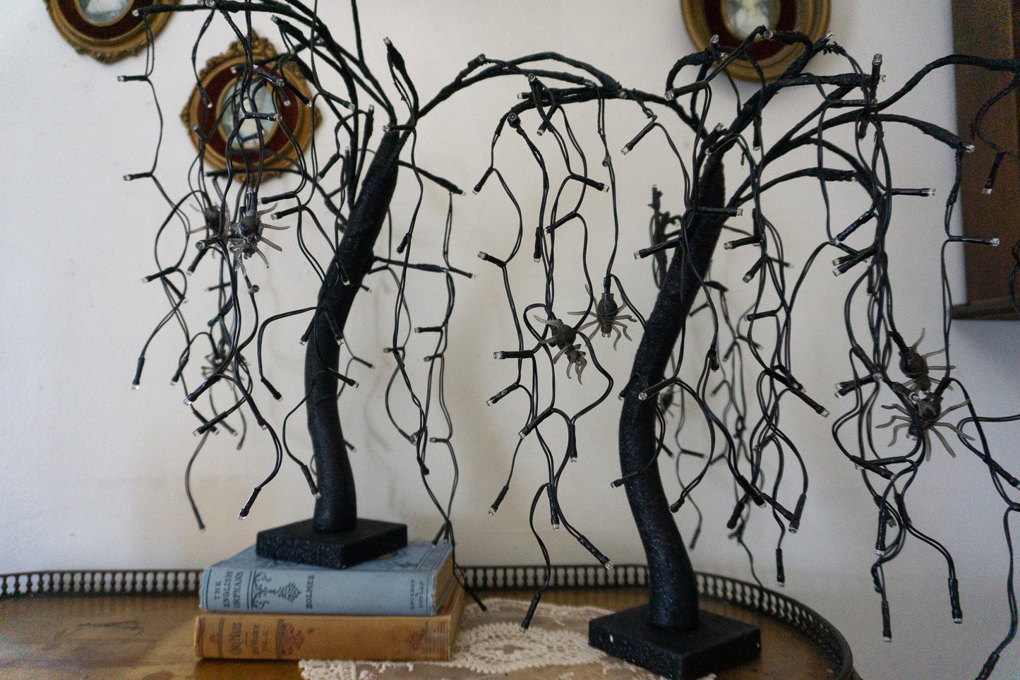 Droopy Black Spooky Decor Tree with Spiders