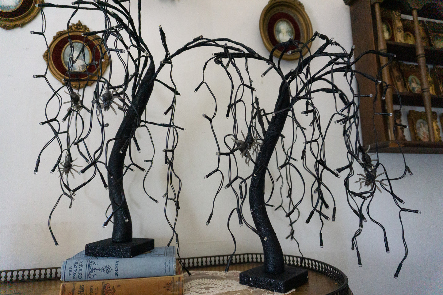 Droopy Black Spooky Decor Tree with Spiders
