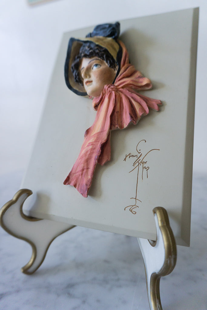 Angled view of the "Anna" wall plaque, highlighting the craftsmanship and intricate design.