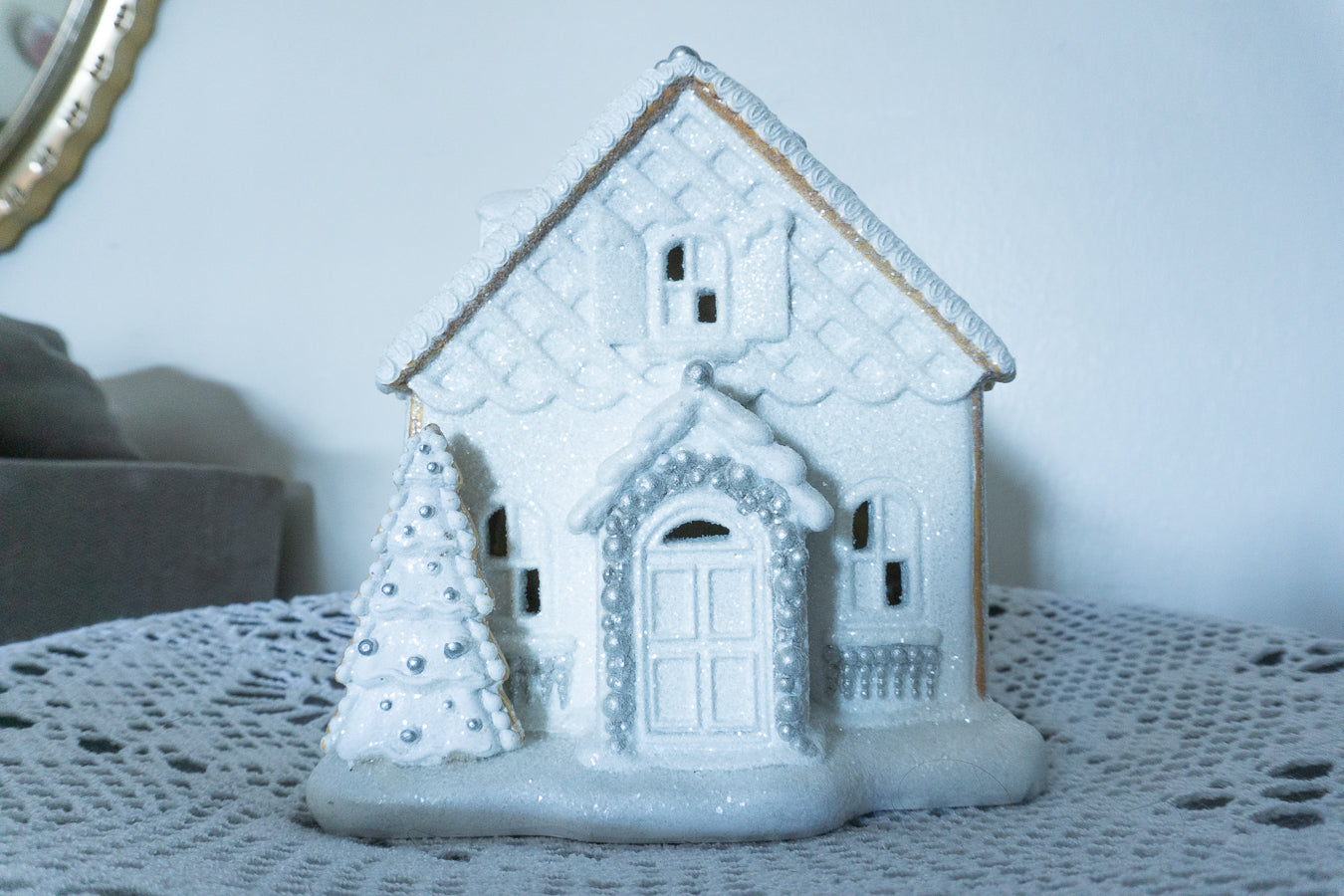 White Frosted Gingerbread House, by Cupcakes & Cashmere
