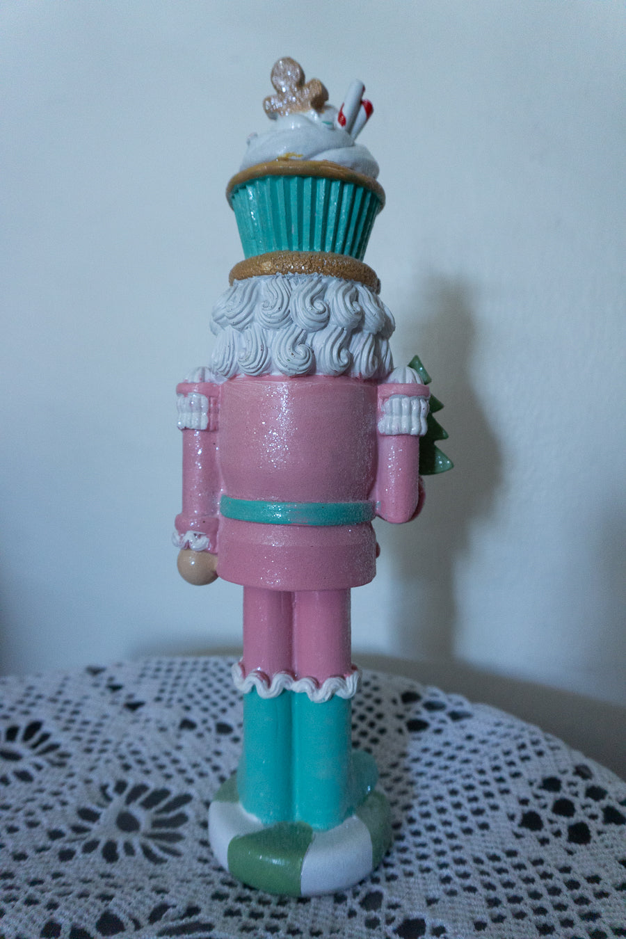 Cupcake Nutcracker Holding Christmas Tree
