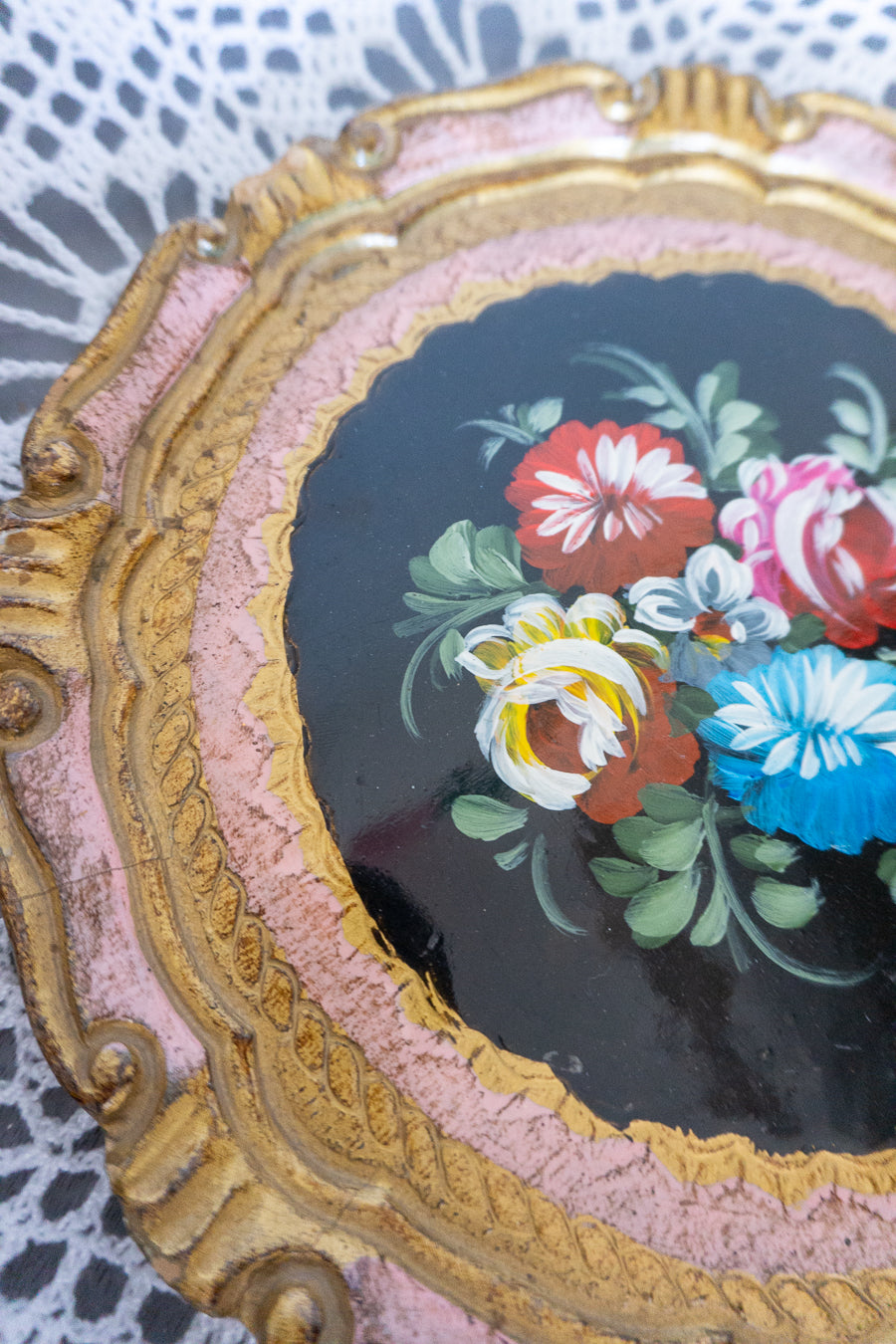 Florentine Floral Wood Wall Plate, Made in Italy