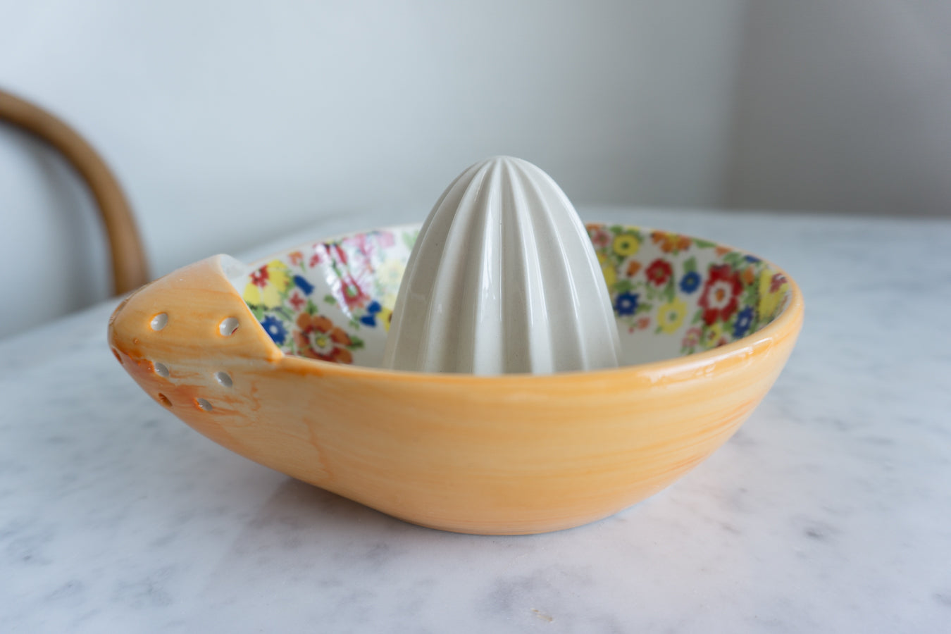 Sarah Campbell x Anthropologie Hand-Painted Spring Floral Orange Juicer