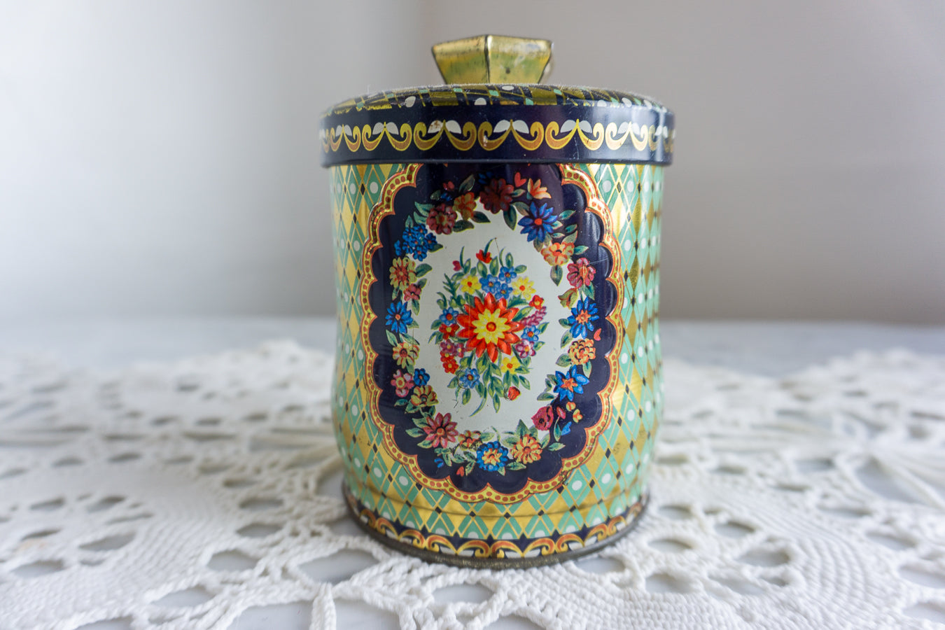 Floral Murray Allen Confection Tin with Lid