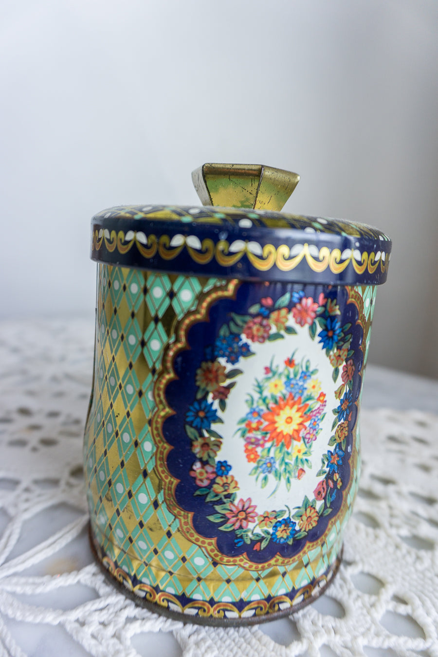 Floral Murray Allen Confection Tin with Lid