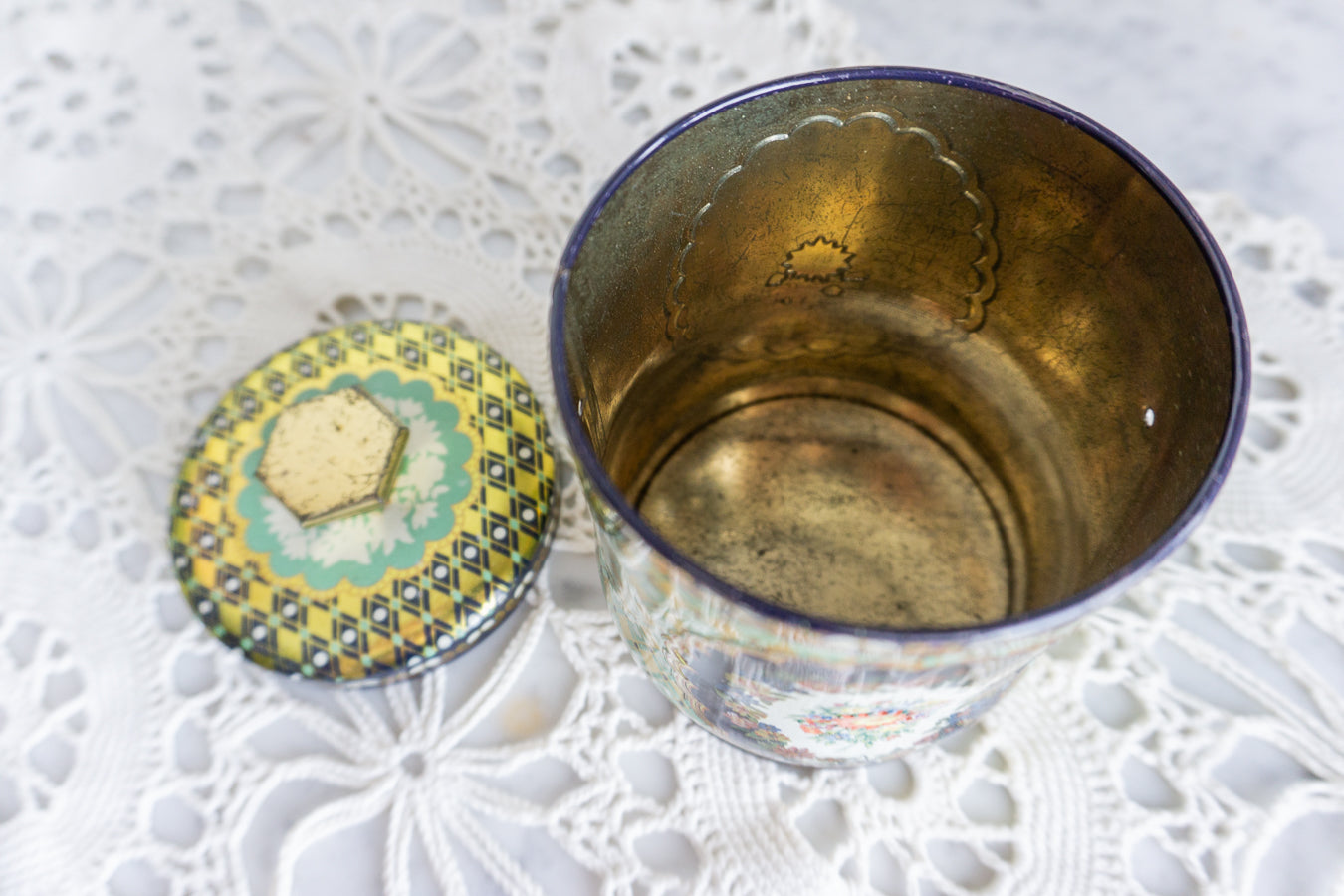 Floral Murray Allen Confection Tin with Lid