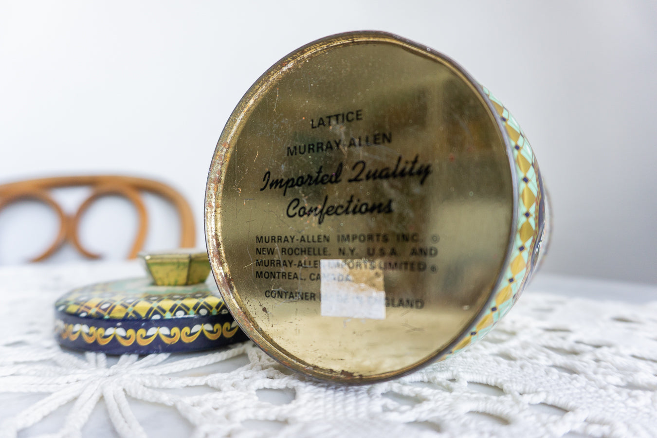 Floral Murray Allen Confection Tin with Lid