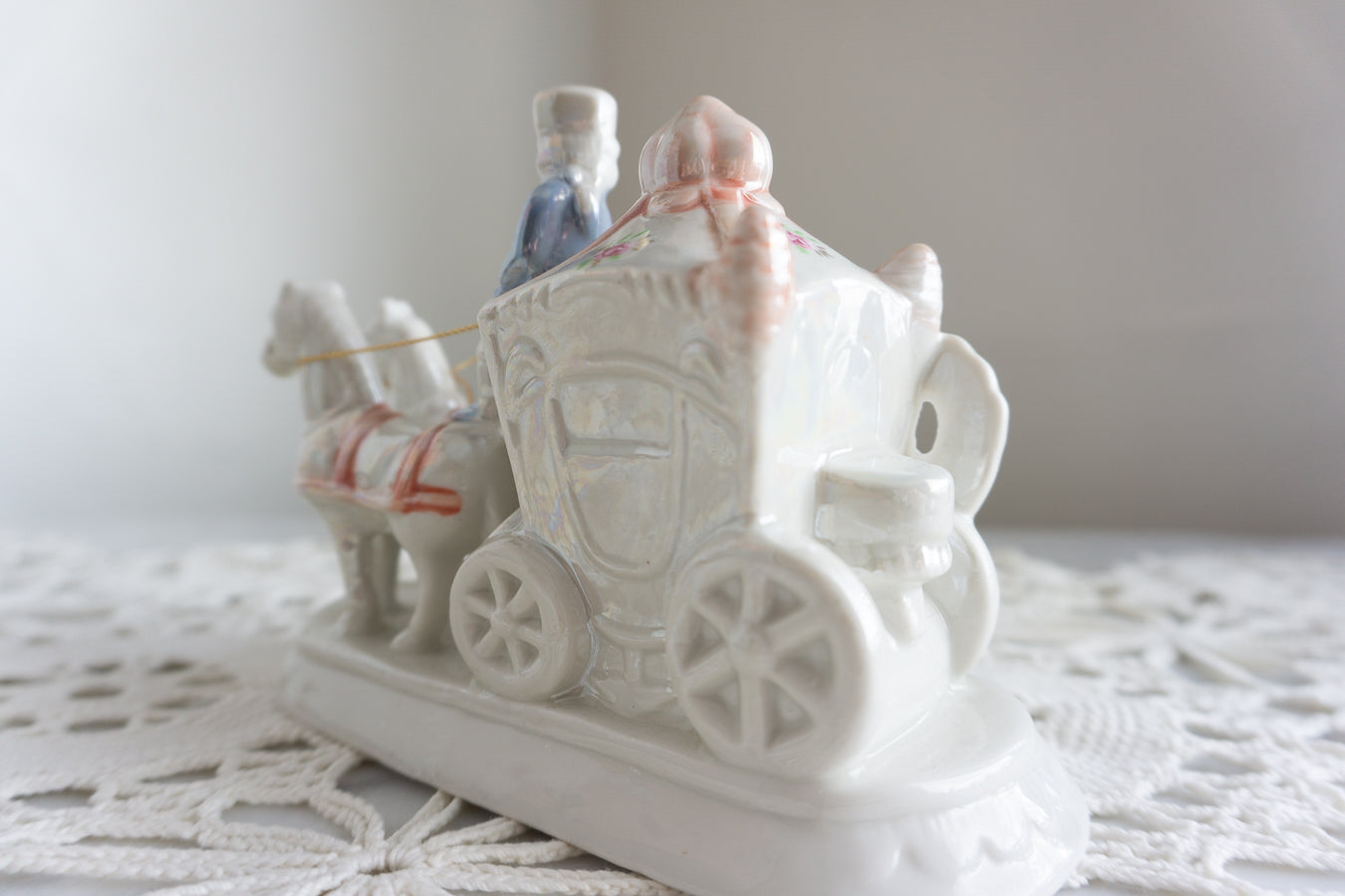 Porcelain Couple Horse Drawn Carriage