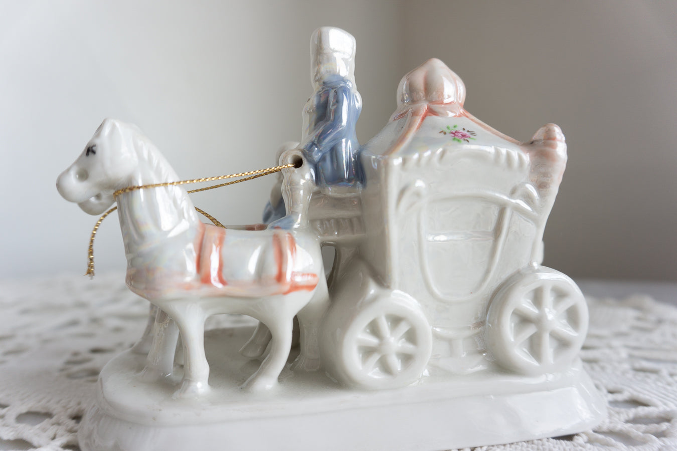 Porcelain Couple Horse Drawn Carriage