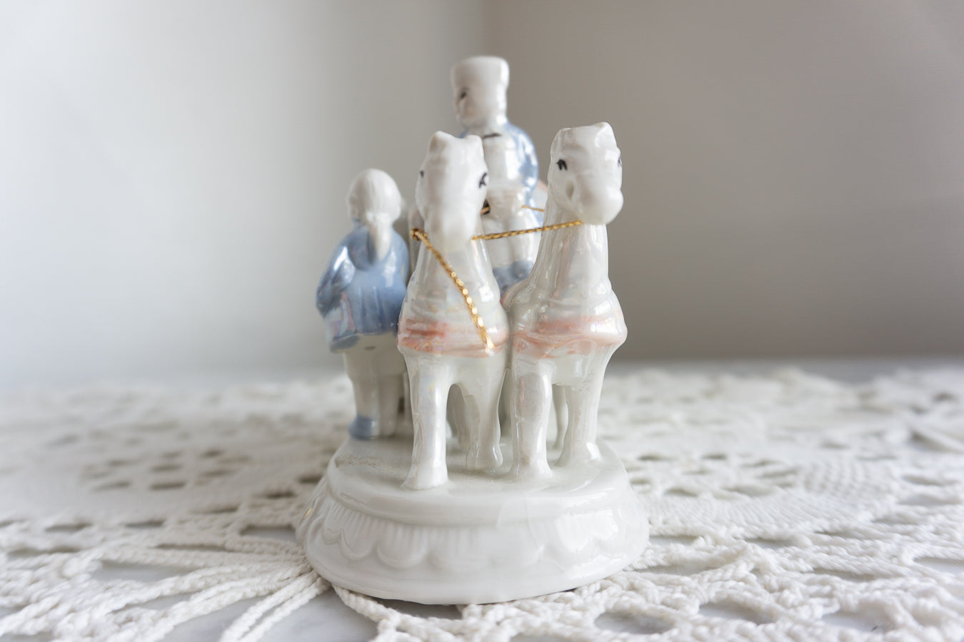 Porcelain Couple Horse Drawn Carriage