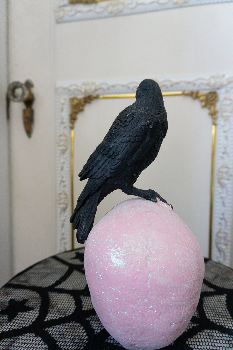 Black Raven on Pink Skull
