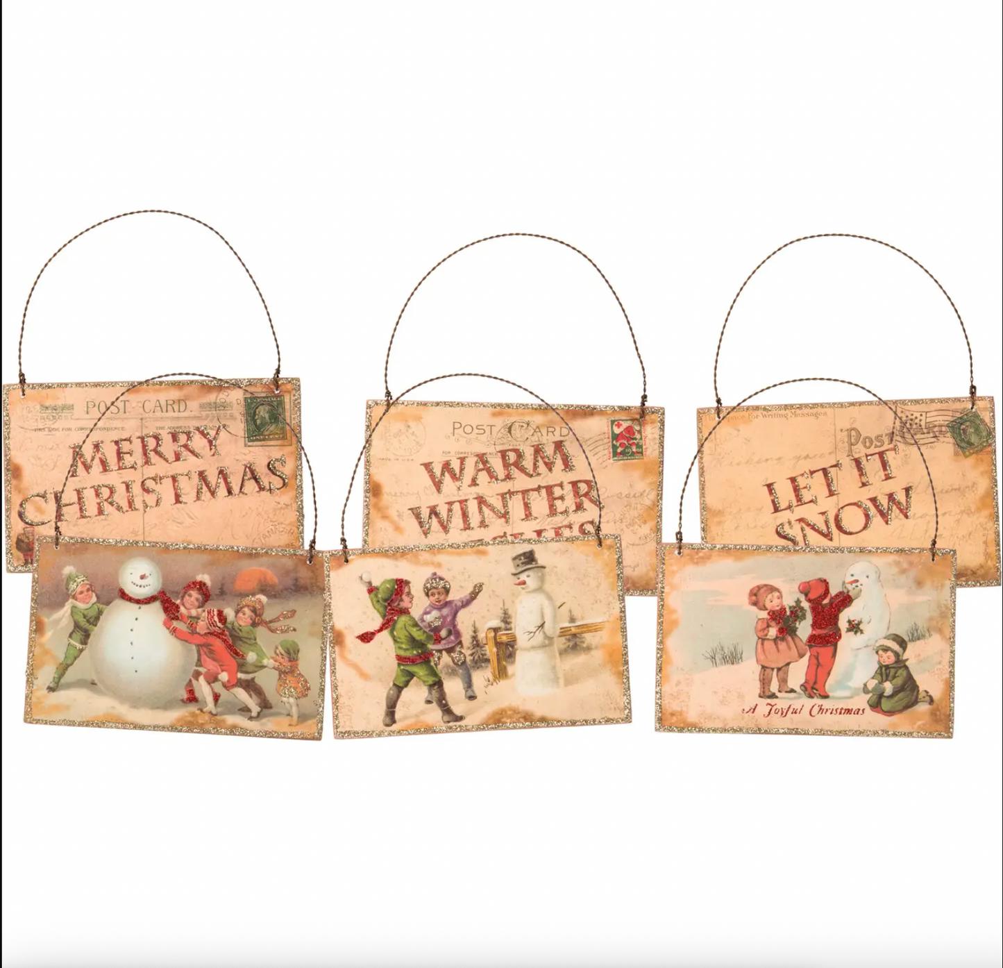 Snow Postcards Ornament Set