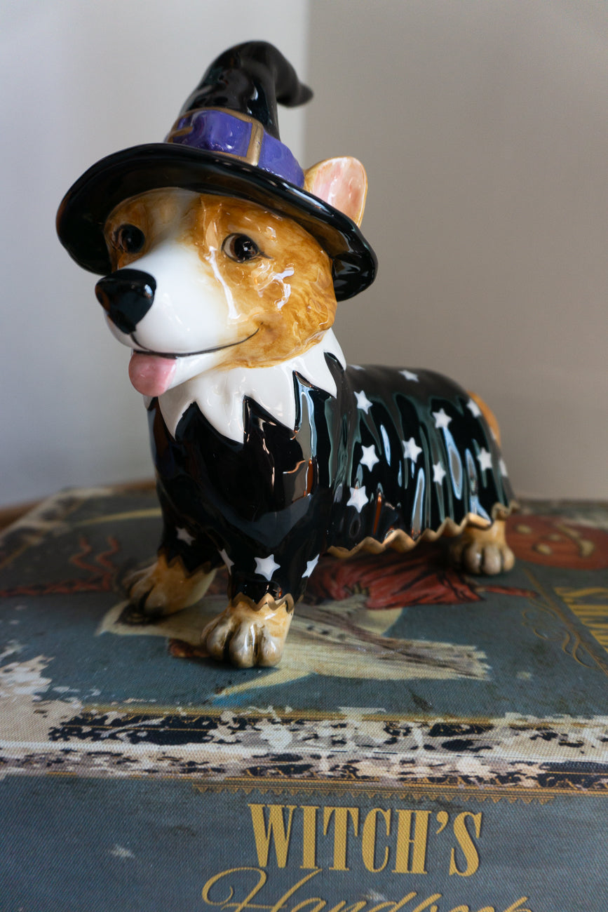 Blue Sky Corgi Wizard Witch Ceramic Dog