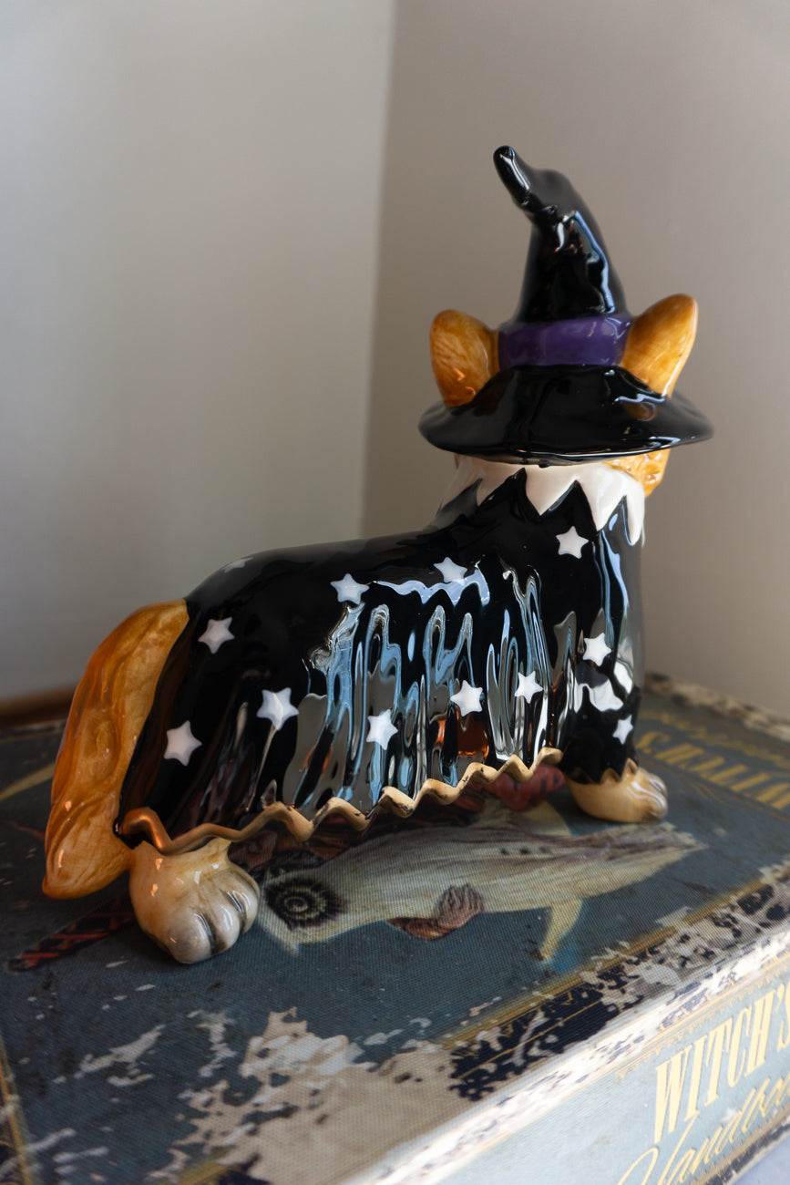 Blue Sky Corgi Wizard Witch Ceramic Dog