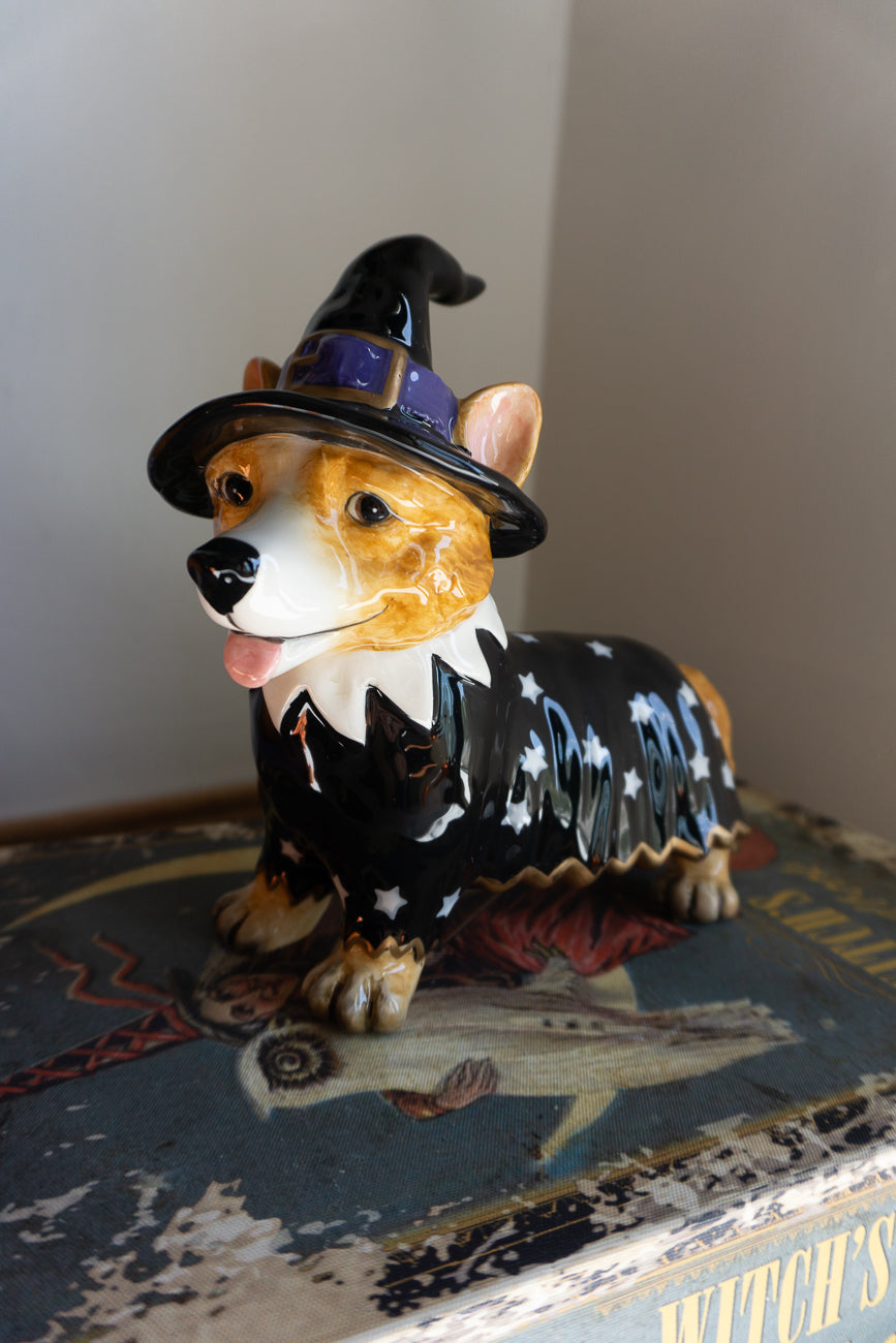 Blue Sky Corgi Wizard Witch Ceramic Dog