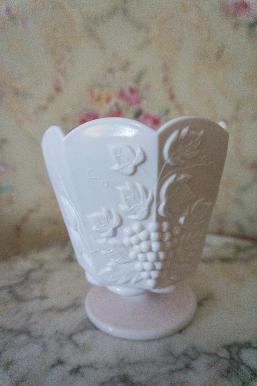 Vintage Napco Ceramics Light Pink Milk Glass Vase