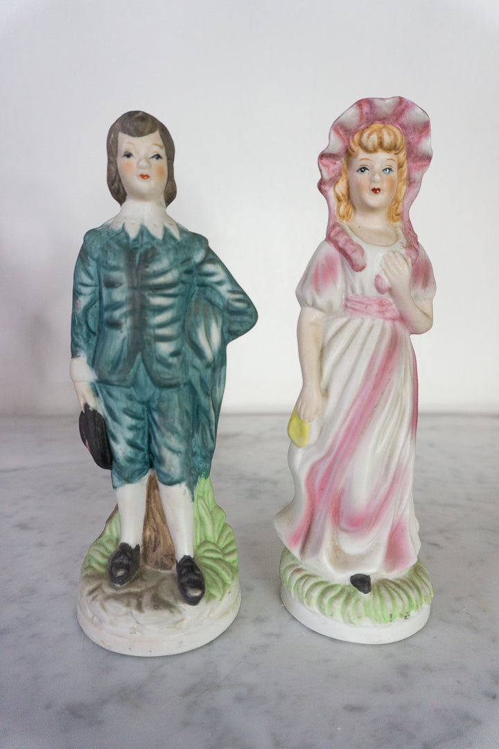 Pinkie and Blue Boy Hand-Painted Porcelain Figurines