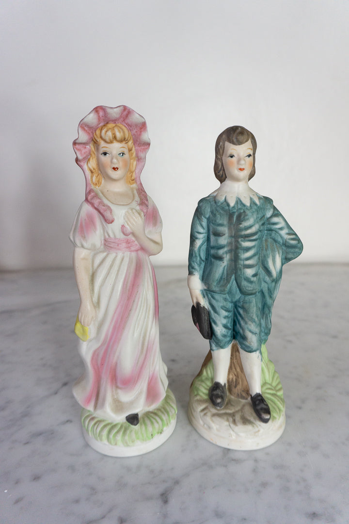 Pinkie and Blue Boy Hand-Painted Porcelain Figurines