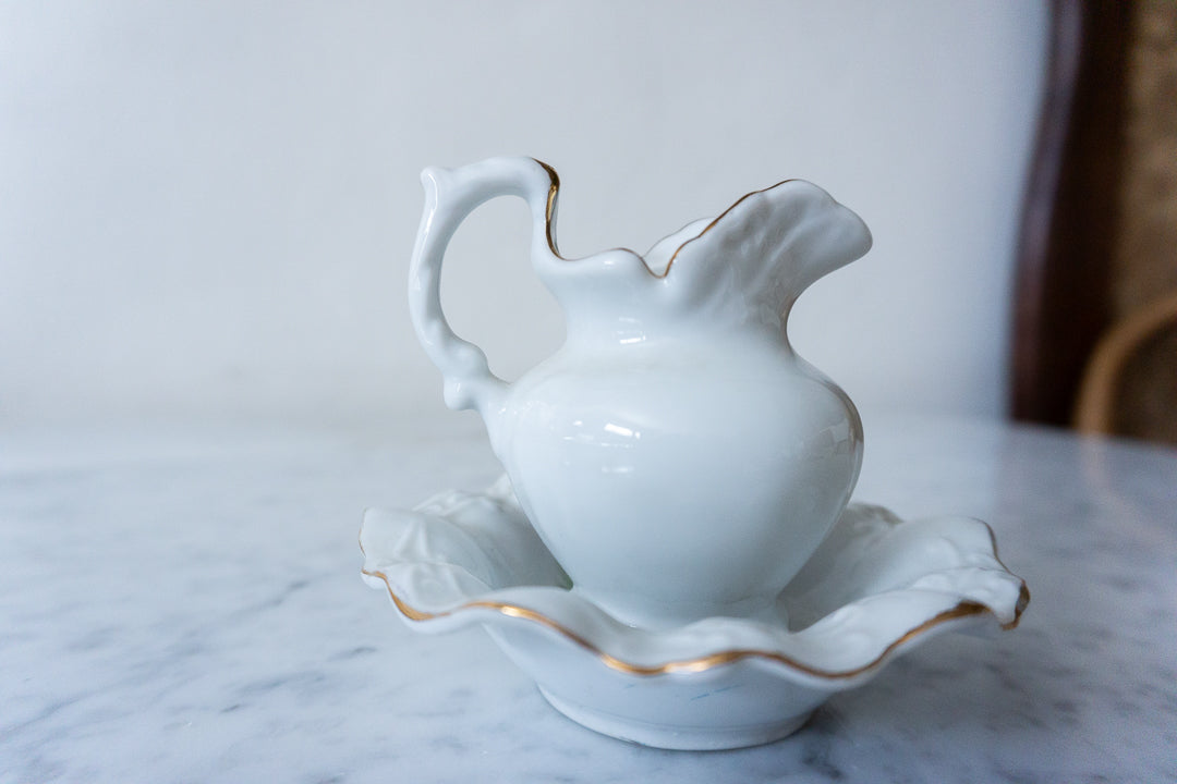 Miniature Floral Pitcher and Dish Set