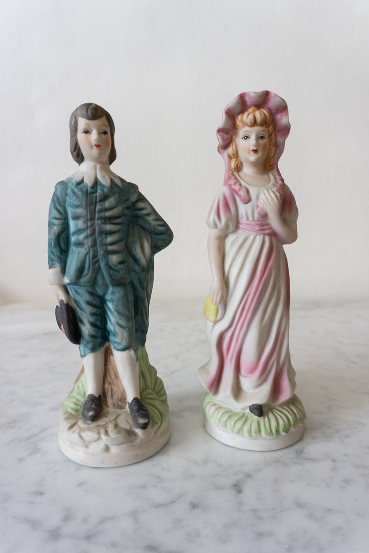 Pinkie and Blue Boy Hand-Painted Porcelain Figurines