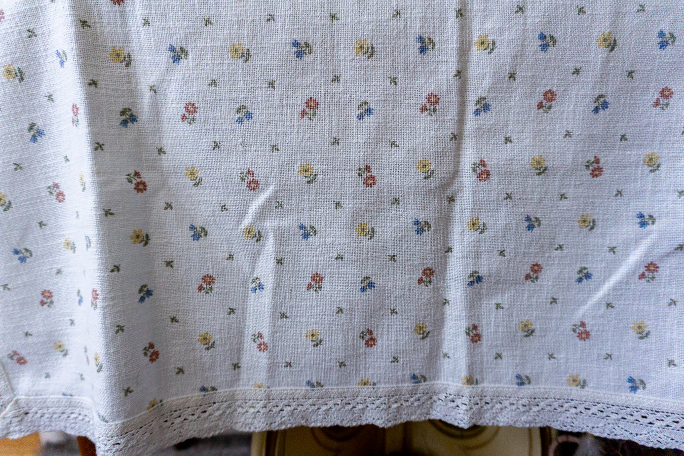 Austrian Floral Tablecloth with Crochet Lace Edging