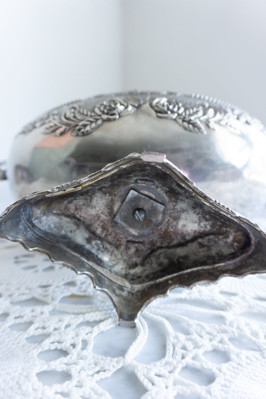 Antique Silver Victorian Repoussé Footed Bowl