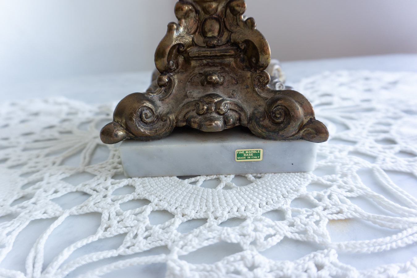 Vintage Hollywood Regency Crystal Cast Metal Marble Scales Of Justice, Made in Italy