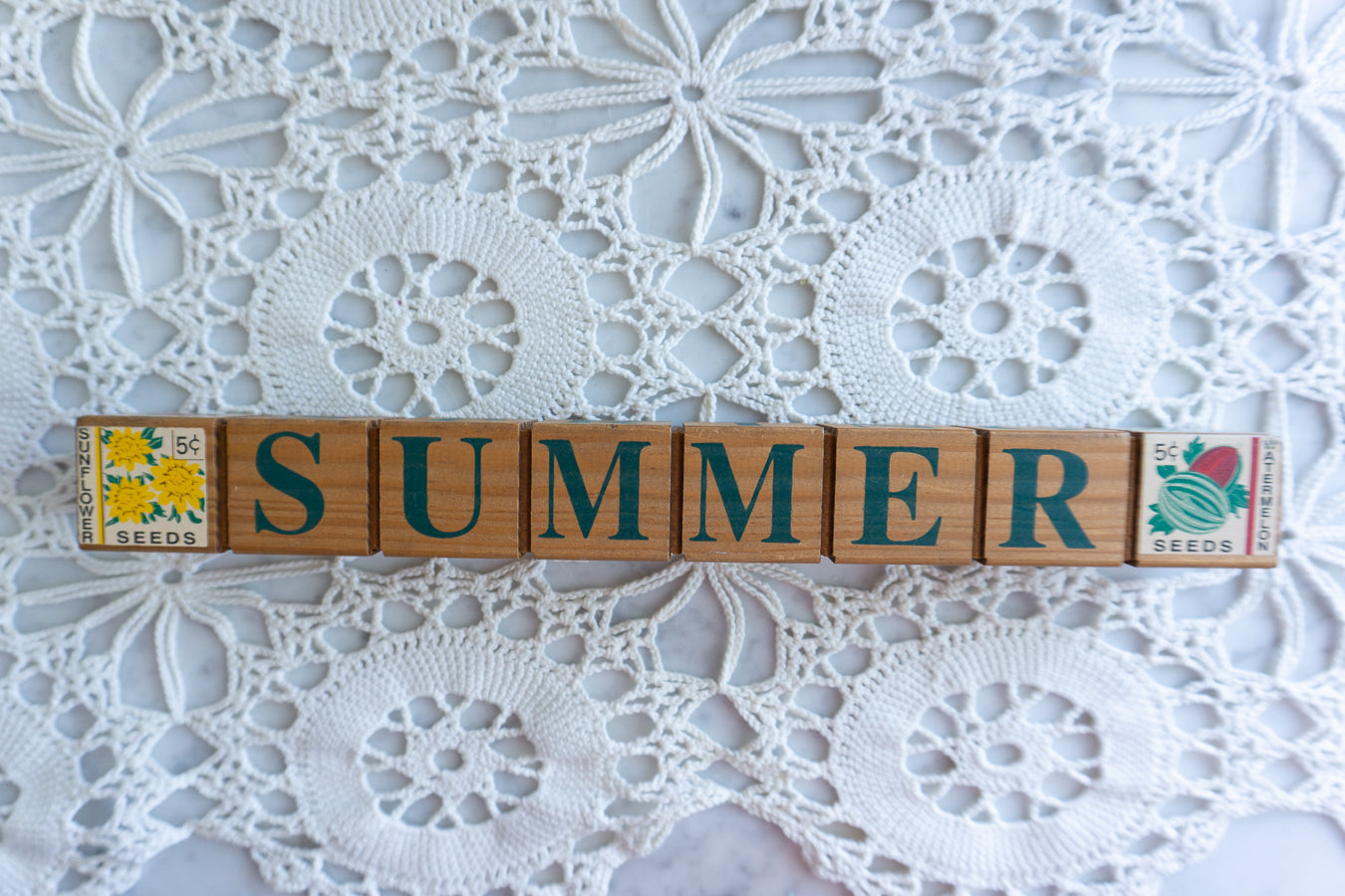 Seasonal Wooden Block Sign Spring Summer Winter Fall