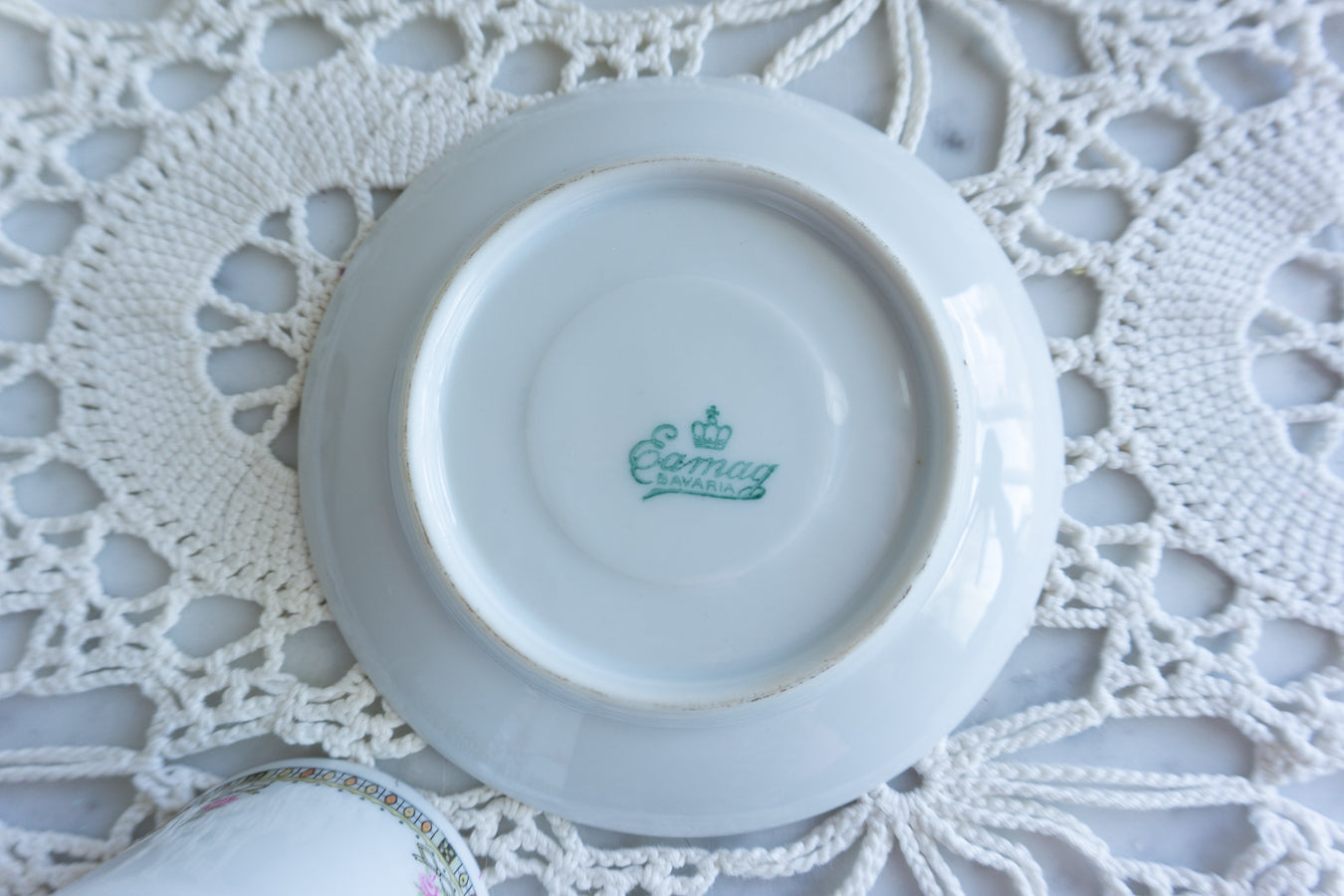 Esmag Bavaria Pink Rose Demitasse Cup & Saucer Set – Ornate Gold Trim Porcelain Teacup