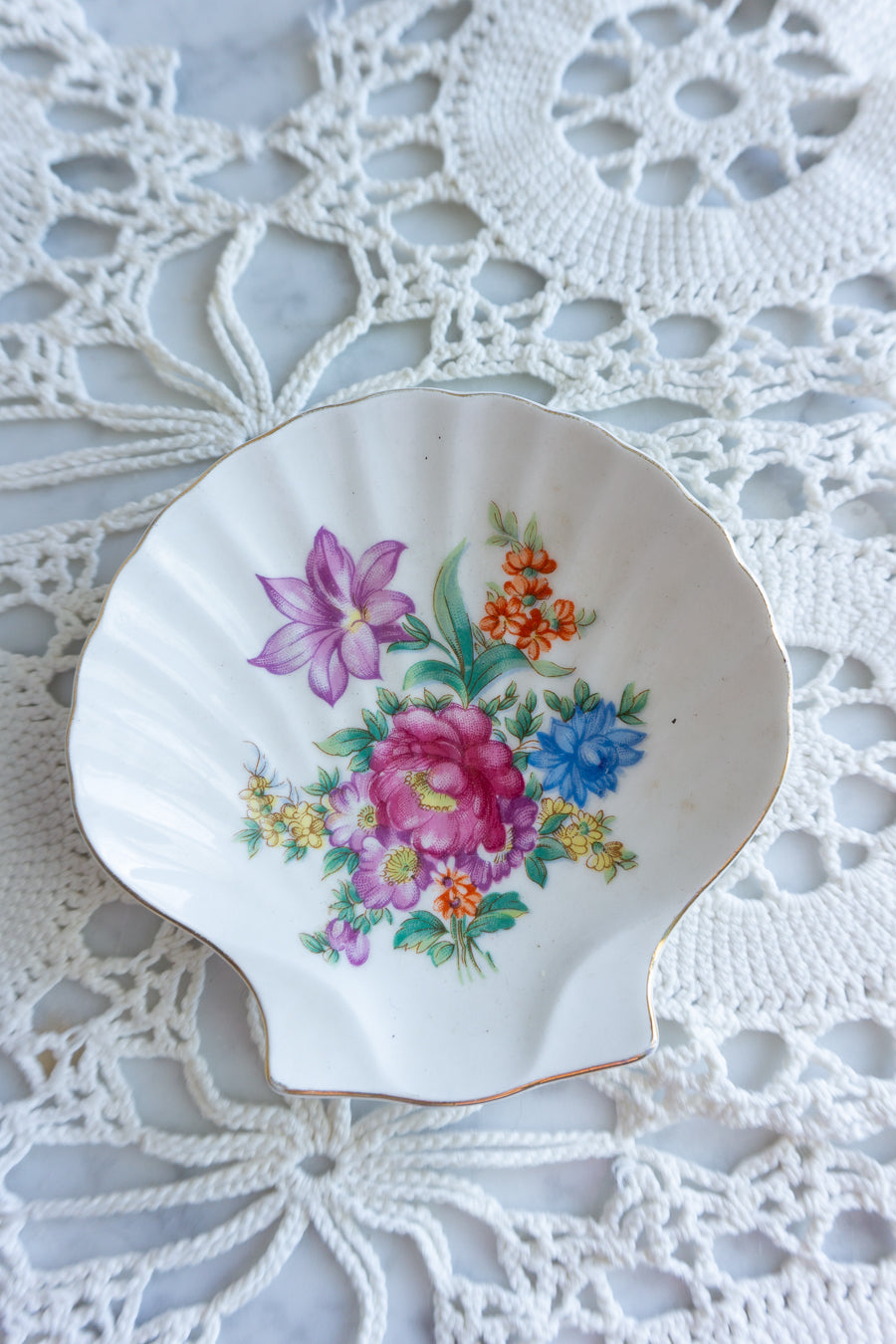 Vintage Floral Trinket Dish Set