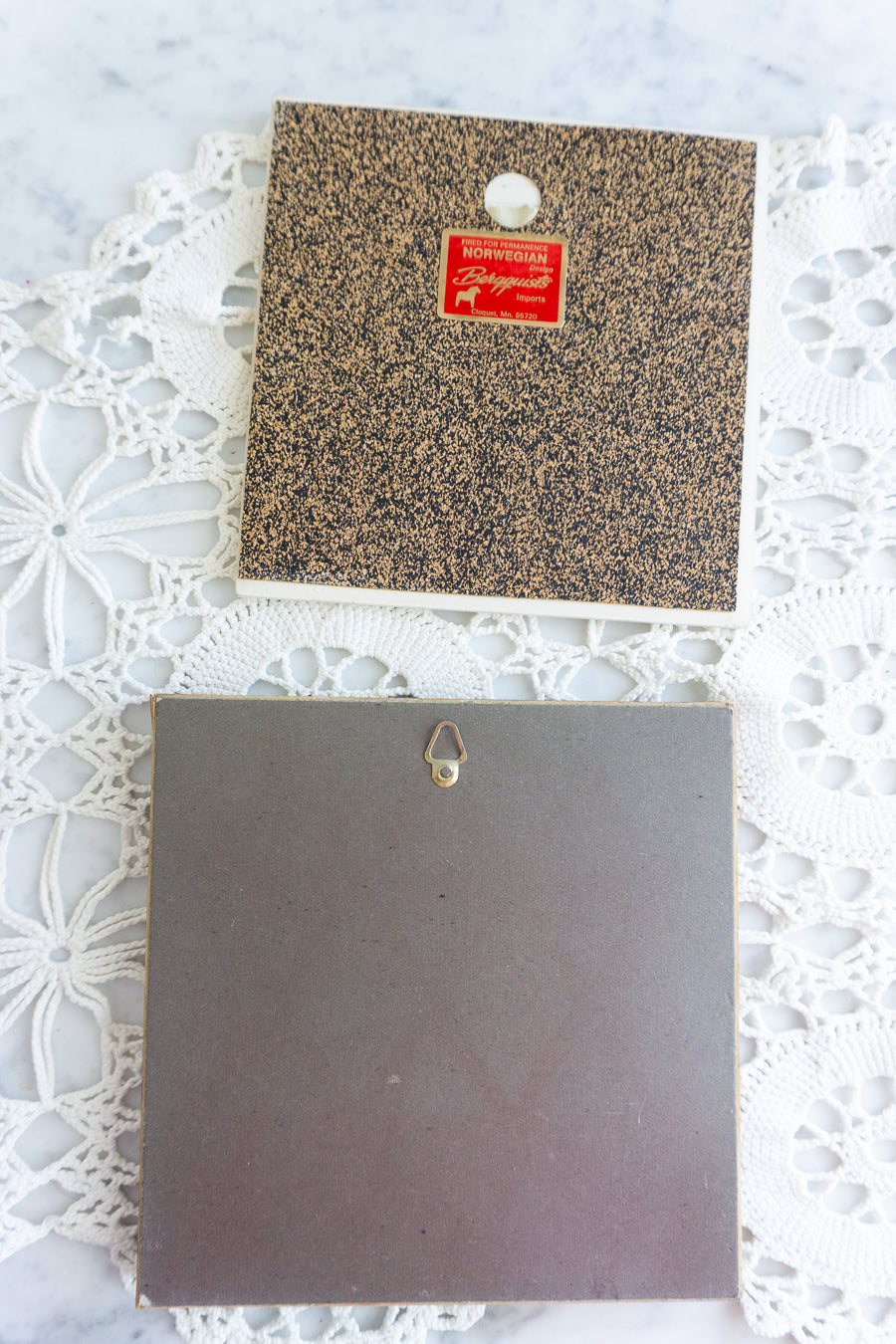 Ceramic Amsterdam Framed Tile & Norwegian Floral Tile Art Set