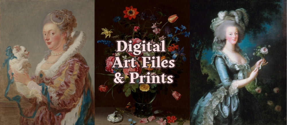 Printable vintage art collection featuring redesigned art files for download and print