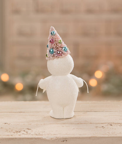 Pastel Merry Snowman With Tree