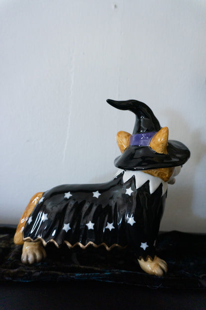 Blue Sky Corgi Wizard Witch Ceramic Dog